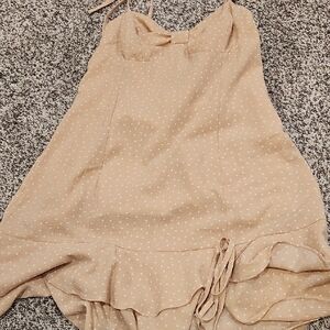 Forever 21 Tan Textured Dress Size M Beige with polka dots